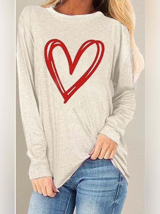 Tops - VALENTINES DAY!!! 
Cream Long Sleeve Shirt with Red Heart